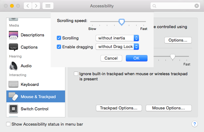 Accessibility - Trackpad
